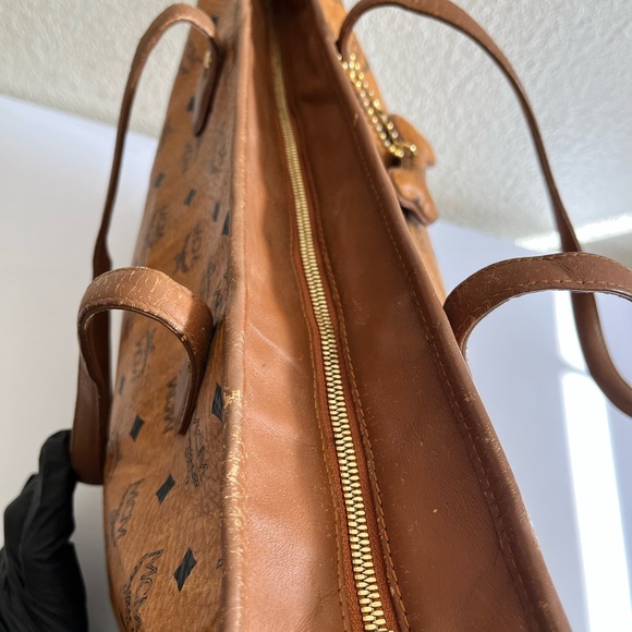 MCM Cognac Logo Tote Bag - Picture 5 of 13